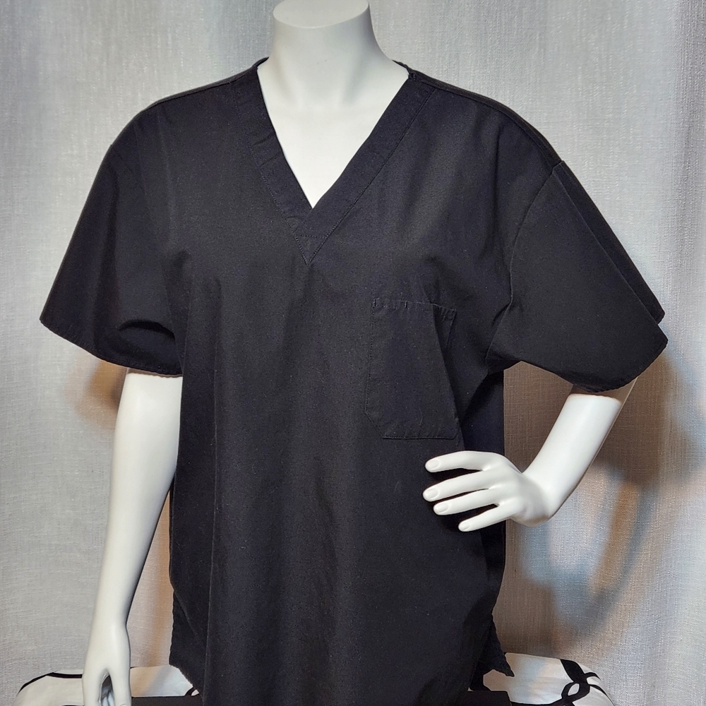 Black V-Neck Women's Scrub Top